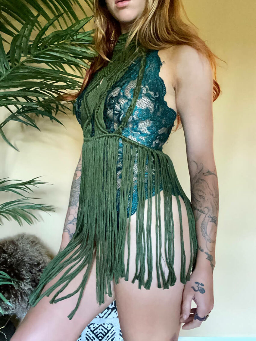 Sexy Macrame Green Dress