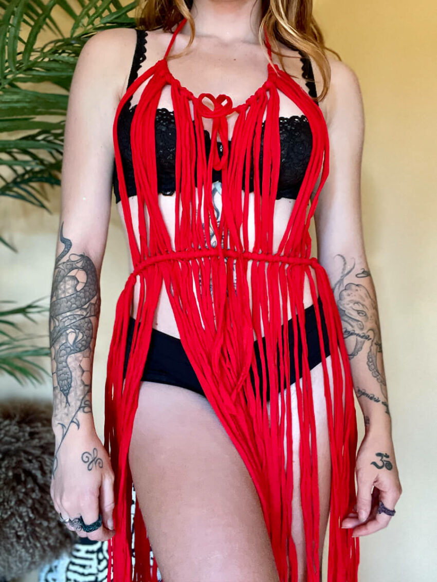 Sexy Red Macramé Festival Clothing